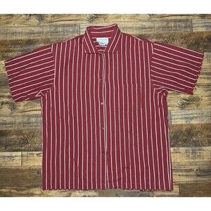 Calvin Klein Sport Men’s Red White Striped Short Sleeve Shirt Size L
